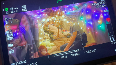 Close up of fostering tv ad being filmed